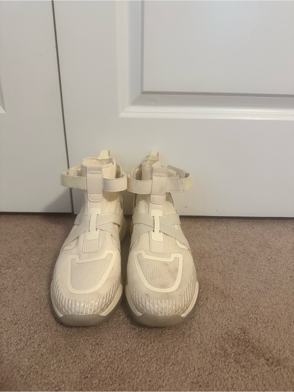 Adult Neutral Cream High-Top Athletic Shoes